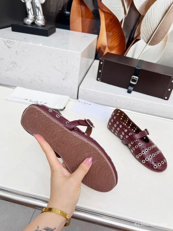 Alaia 2025/SS Perforated Ballet Flats - LY00320