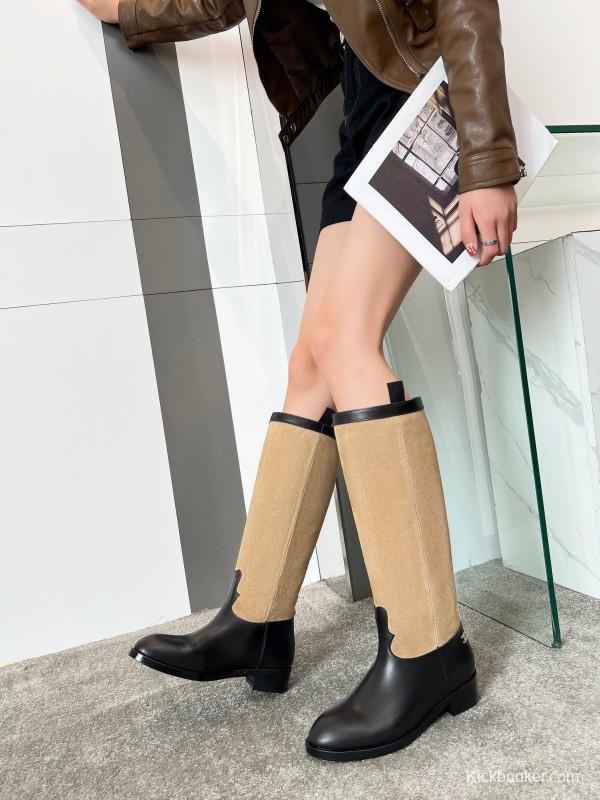 Adidas 2025 SS Western Suede Patchwork Slip-On Riding Boots - LY00400