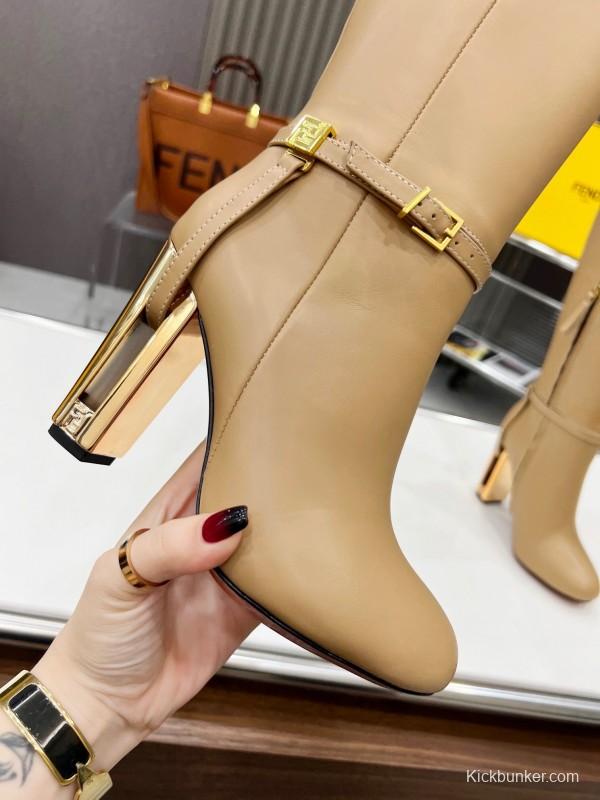FENDI Delfina Round Toe Boots with FF Buckle - LY00520