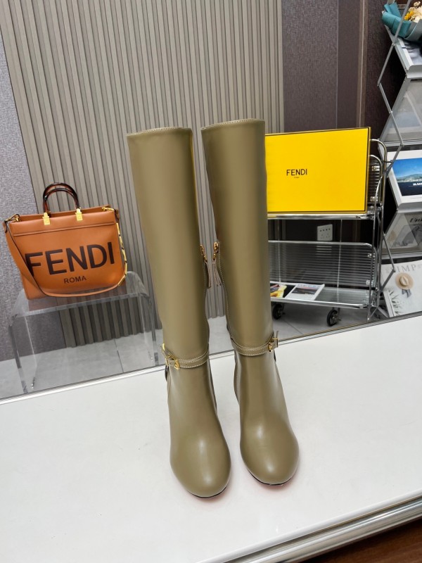FENDI Delfina Round Toe Boots with FF Buckle - LY00520