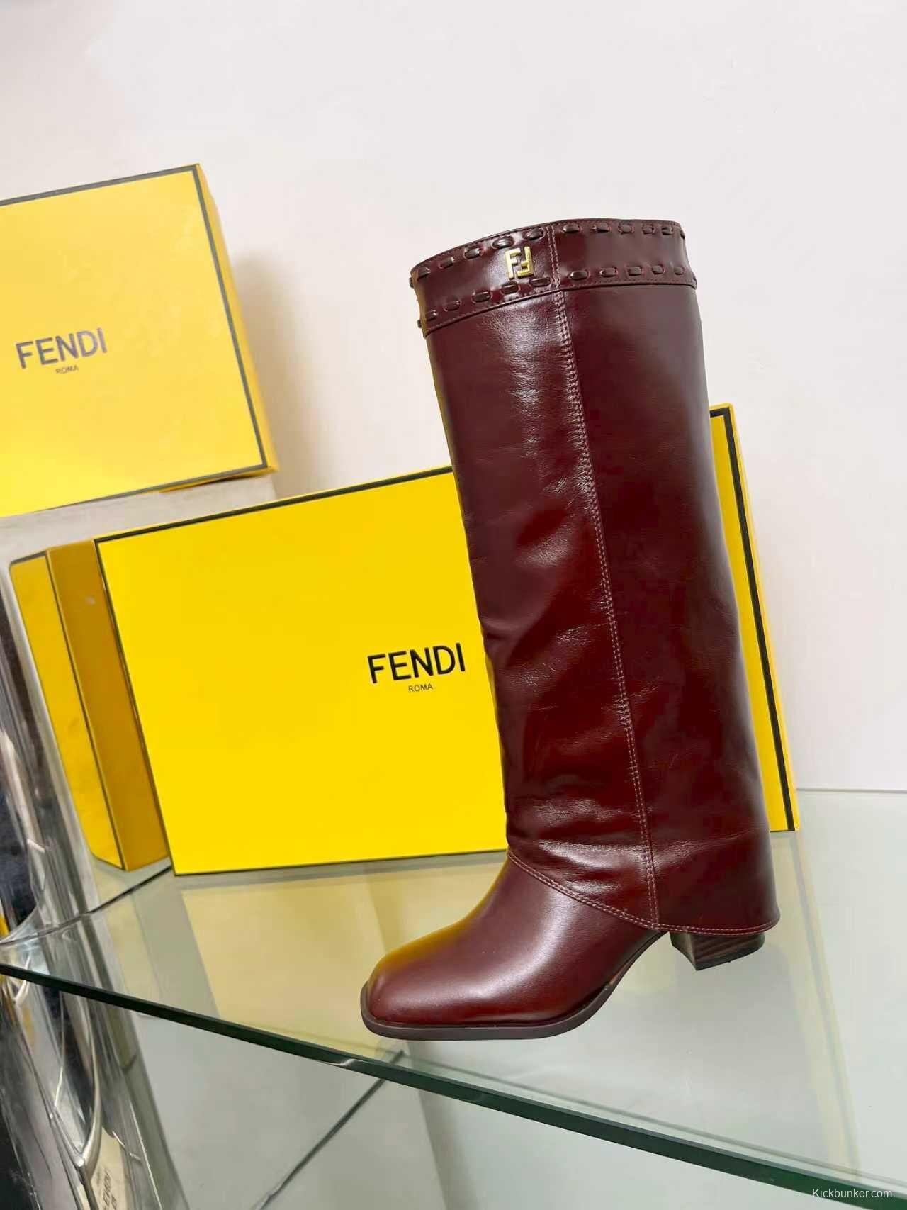 FENDI 2025 SS Wide Leg Boots with Block Heel - LY00510