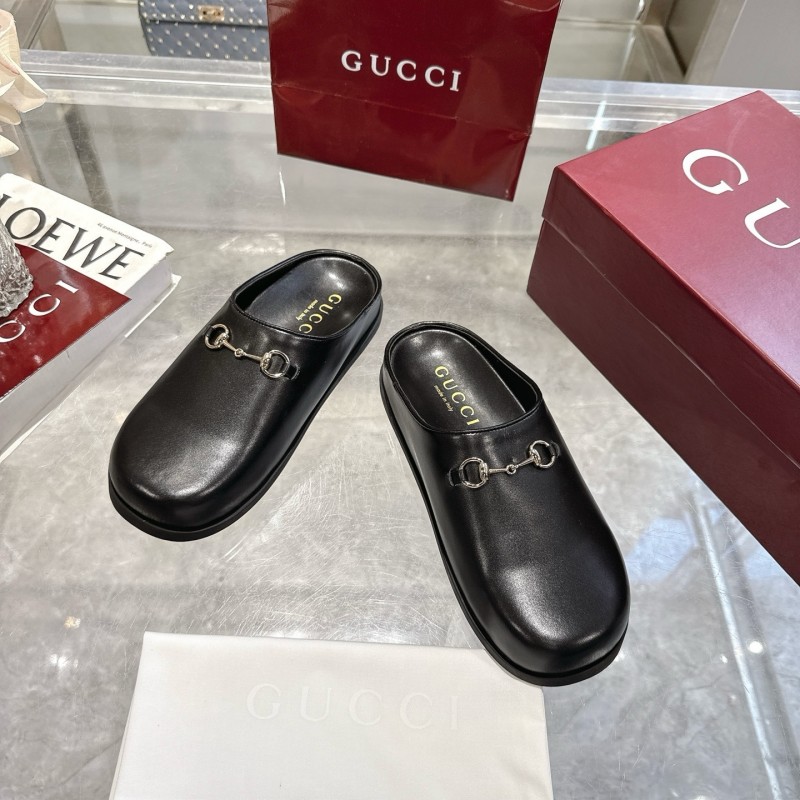 Gucci Camel Suede Horsebit Women's Barefoot Mules - LY00240