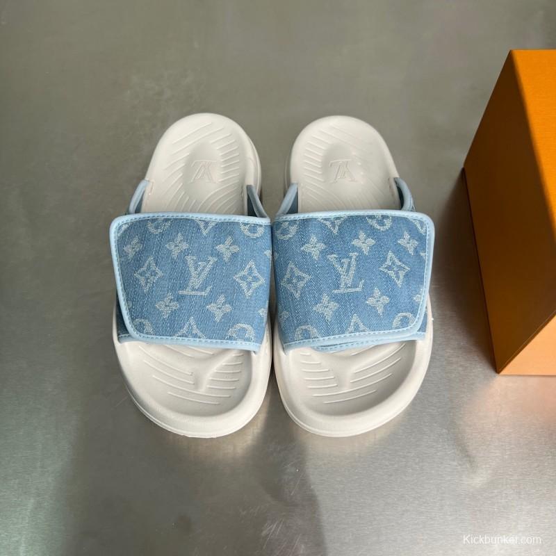 Louis Vuitton Miami Mule Slippers with Hook-and-Loop Strap - YC