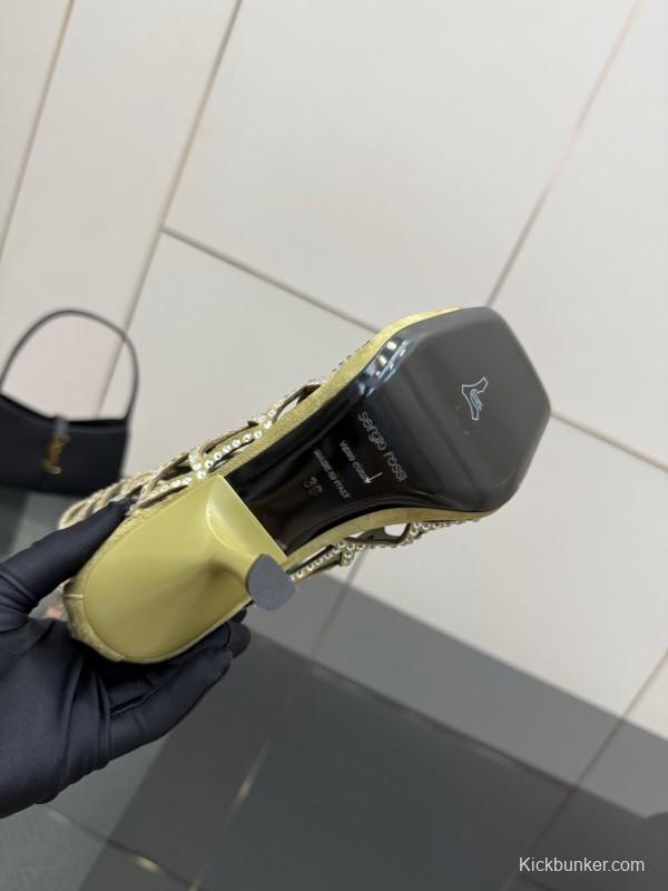 Sergio Rossi Mermaid Sandals 2025 SS Collection Elegant Fishnet High Heels - KFY00470