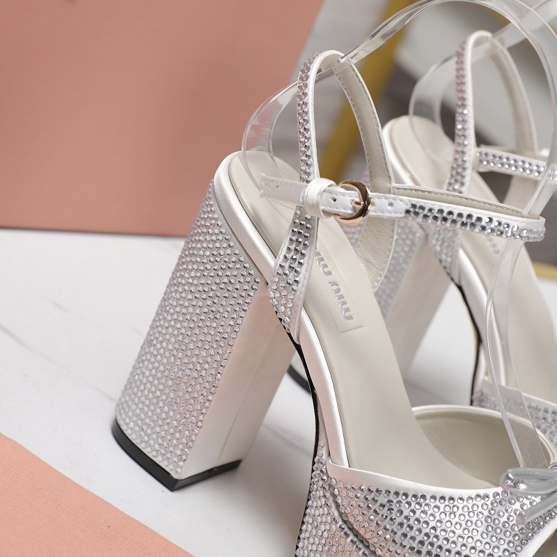 MIUMIU Bling Bling Swarovski Crystal Sandals with 11.5cm Heel - KFY00340