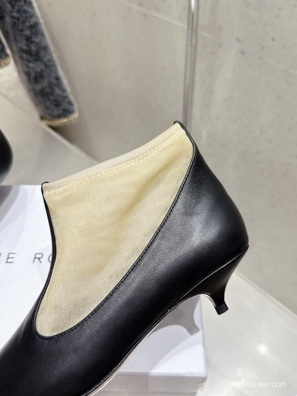 THEROW 2025SS French Retro Simple Style Mesh Kitten Heel Sandals - KFY00320