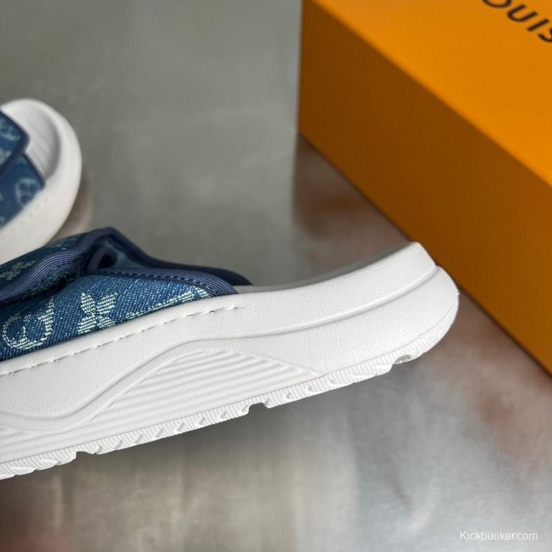 Louis Vuitton Miami Mule Slip-On Sandals with Hook-and-Loop Fastener - YC