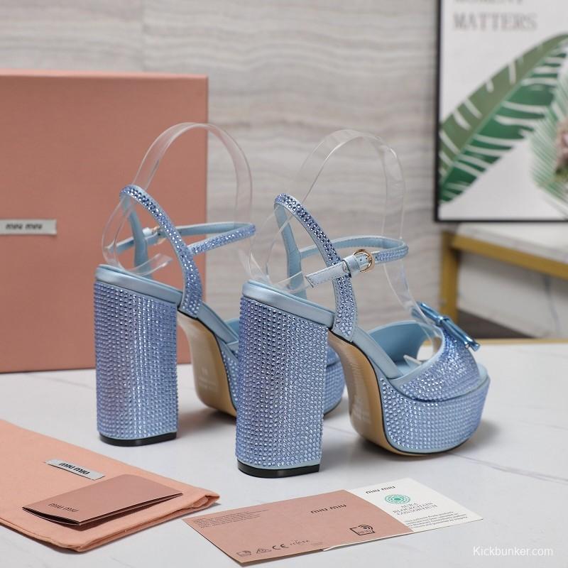 MIUMIU Bling Bling Swarovski Crystal Sandals with 11.5cm Heel - KFY00340