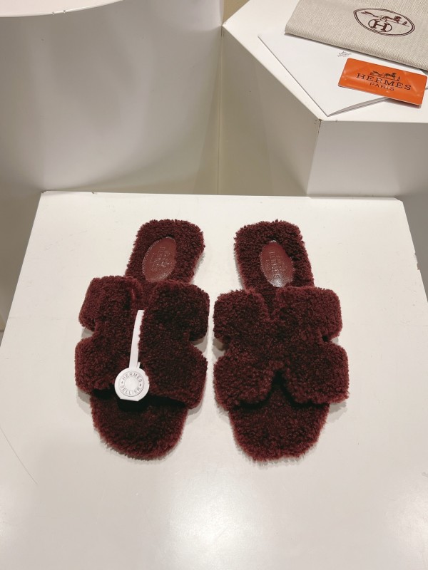 Hermès Teddy Wool Flat Slippers - LY00240