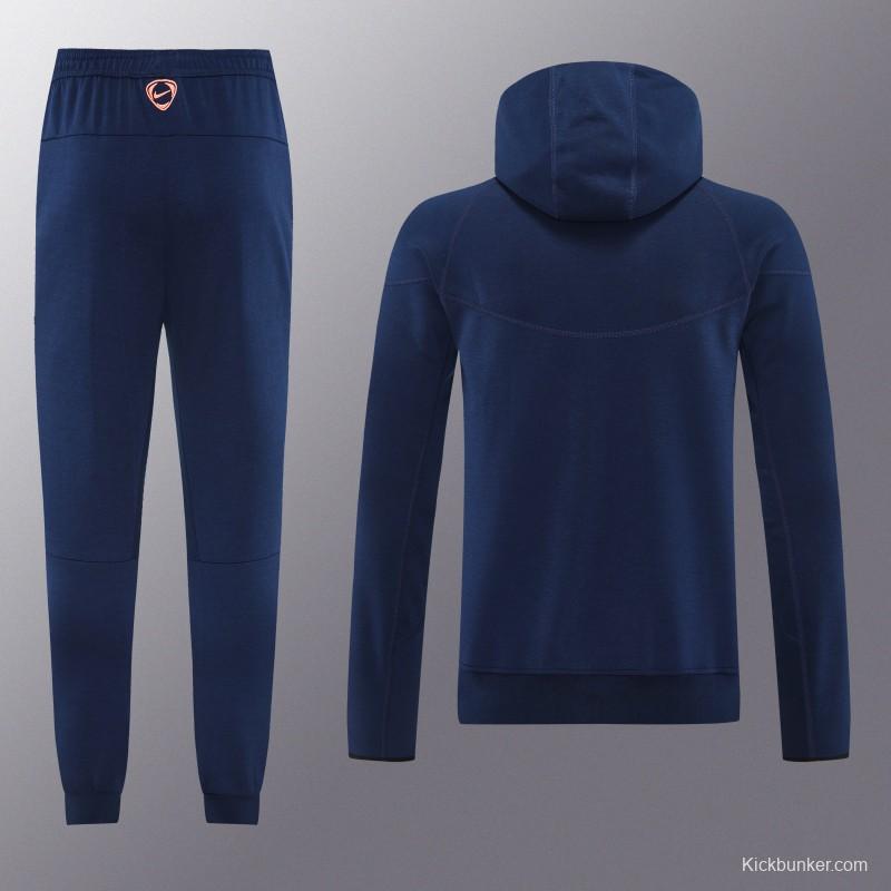 25/26 Barcelona 01 Royal Blue Hoodie Full Zipper Jacket+Long Pants
