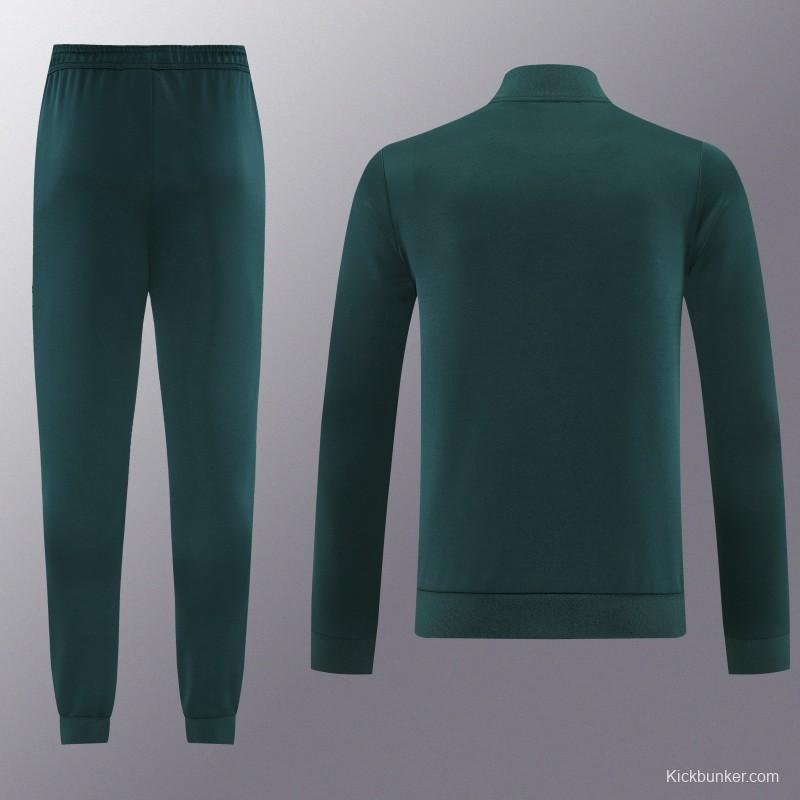 25/26  Juventus Retro Dark Green  Full zipper Jacket Tracksuit+ long pants