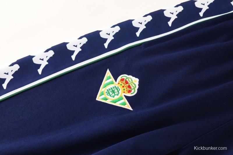 26/27 Real Betis x Kappa Navy Blue  Full Zipper Jacket Tracksuit + Long Pants