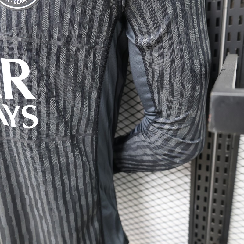 Player Version PSG 25/26 Paris Saint-Germain Black with Grey  Long Sleeve Jersey