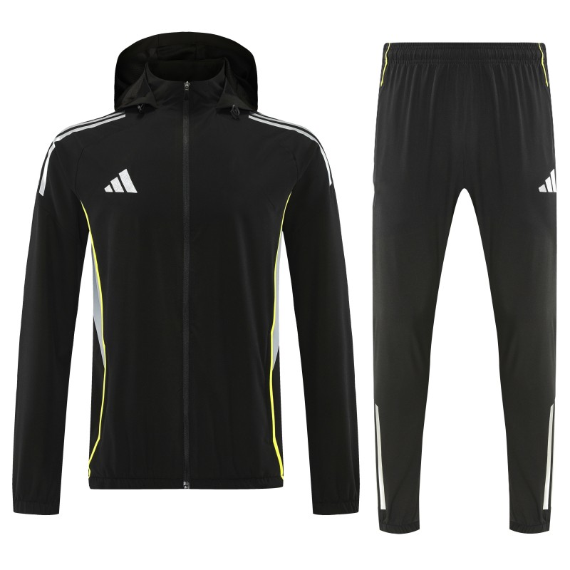 26/27 Adidas Black Full Zipper Hooded Jacket Tracksuit + Long Pants