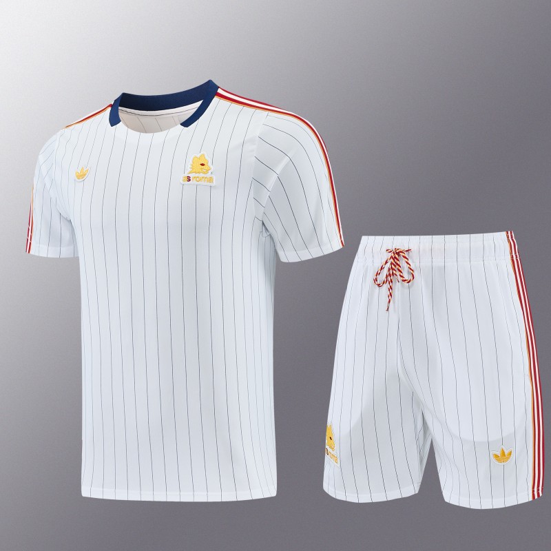 26/27 AS Roma White Short Sleeve+Soccer Shorts