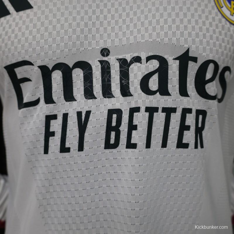 Player Version 26/27 Real Madrid White with Burgundy Stripe Long Sleeve Home Jersey