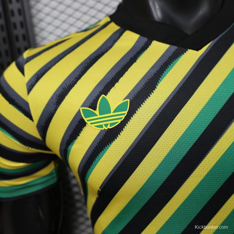 Player Version 2026 Jamaica x Adidas Originals Home Yellow Diagonal Stripe Jersey