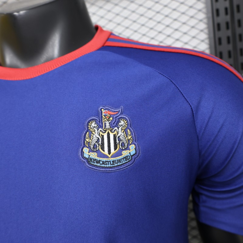 Player Version 26/27 Newcastle United Blue 1990 Vintage Remake  Short Sleeve Away Jersey