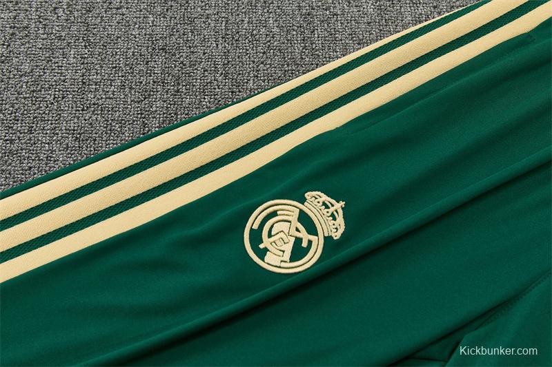 2026 Real Madrid Dark Green Camouflage  Half Zipper Jacket Tracksuit + Long Pants (Adidas)