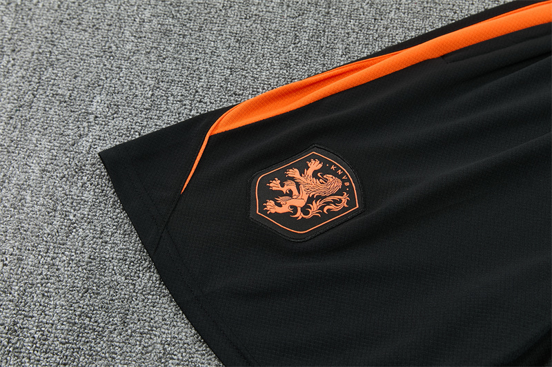 2026 Netherlands Black & Orange  Short Sleeve+Soccer Shorts