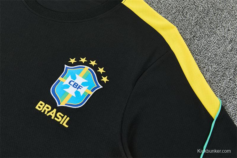 2026 Brazil Black & Yellow Short Sleeve+Soccer Shorts