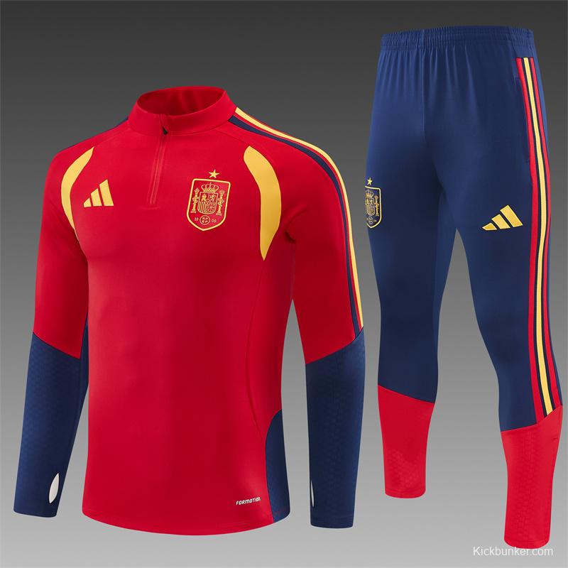 26/27 Spain Home Red Half Zipper Jacket Tracksuit + Long Pants