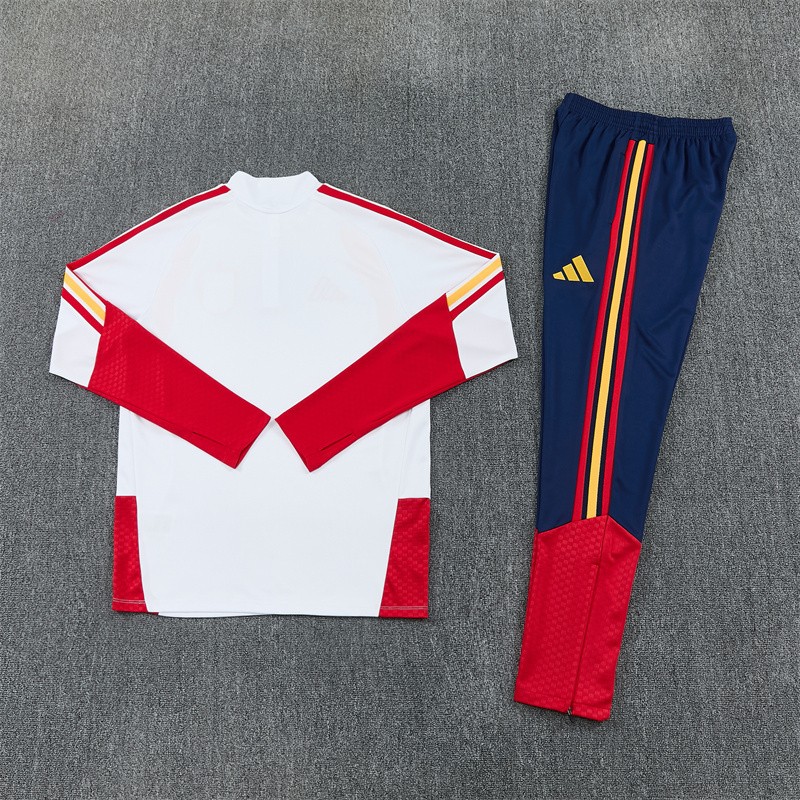 26/27 Spain Away White Half Zipper Jacket Tracksuit + Long Pants
