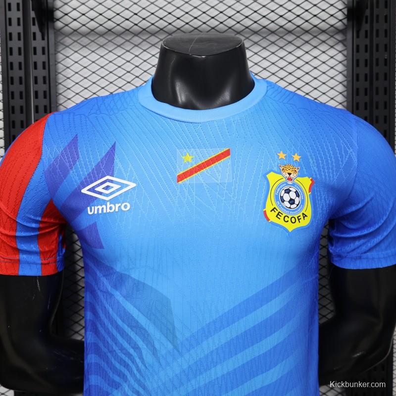 Player Version 26/27 DR Congo  Sky Blue & Red  Home Jersey