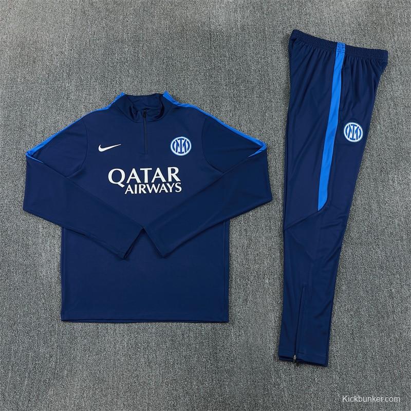 2026 Inter Milan Dark Navy Blue Half Zipper Jacket Tracksuit + Long Pants