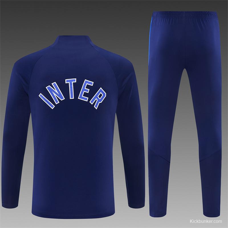 2026 Inter Milan Dark Navy Blue Half Zipper Jacket Tracksuit + Long Pants