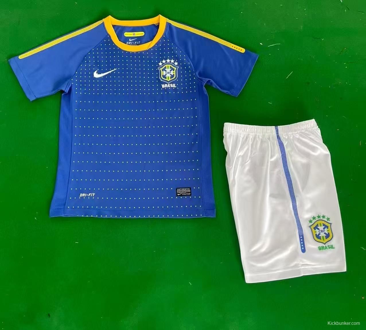 Retro 2010/11 Kids Brazil Blue & White Away Jersey