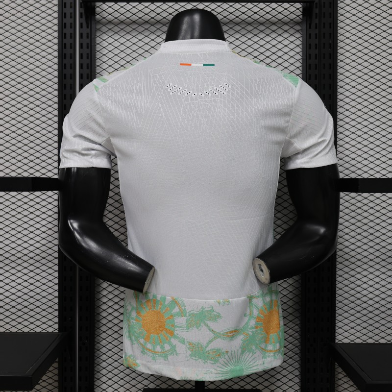 Player Version 2026 Ivory Coast Away White with Tropical Sunflower  Print Jersey