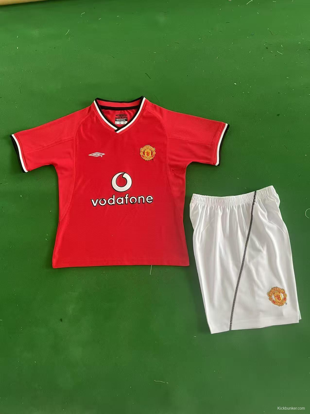 Retro 2000/02 Kids Manchester United Red Home Jersey