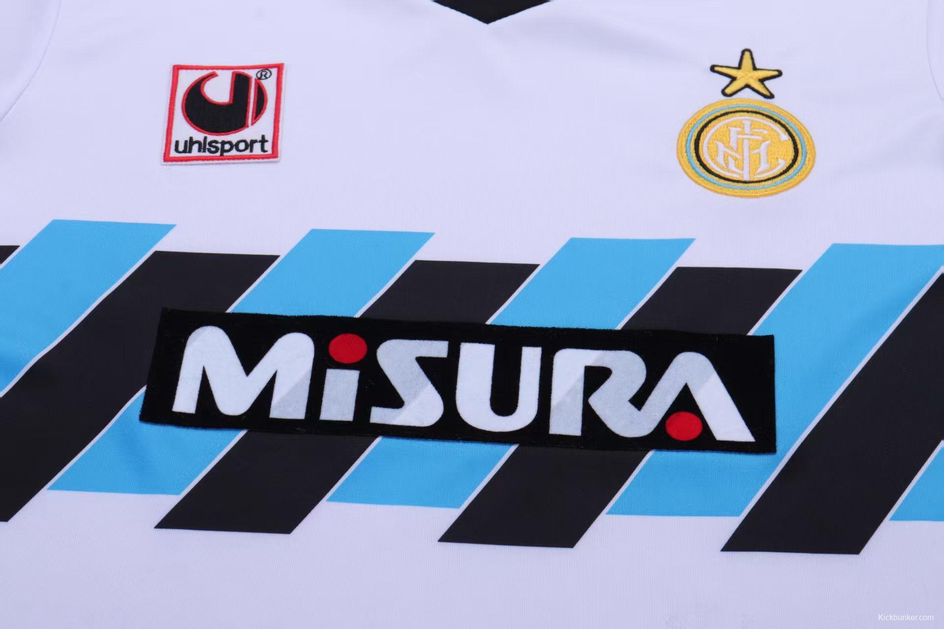 Retro 90/91 Kids Inter Milan White & Blue Away  Jersey