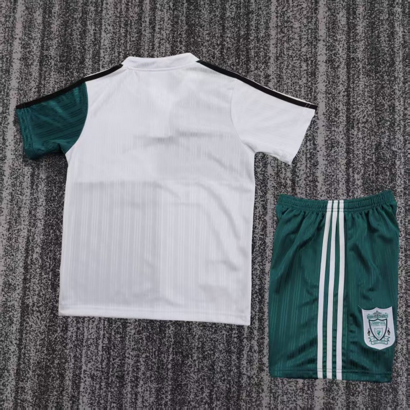 Retro 1995/96 Kids Liverpool White & Green Away Jersey