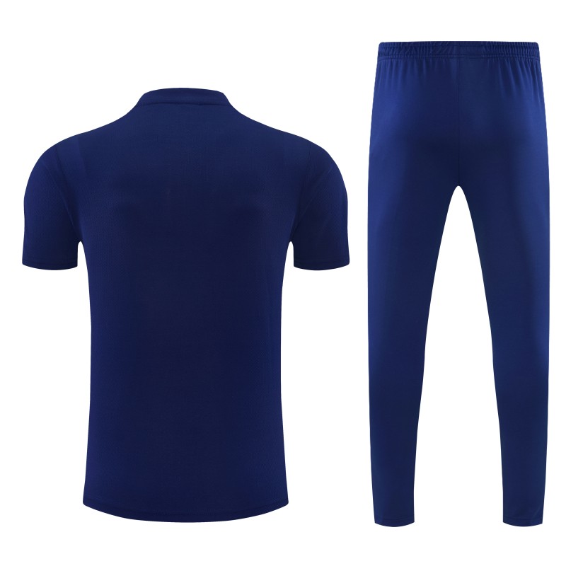 26/27 Olympique de Marseille Navy Blue Short Sleeve Tracksuit + Long Pants