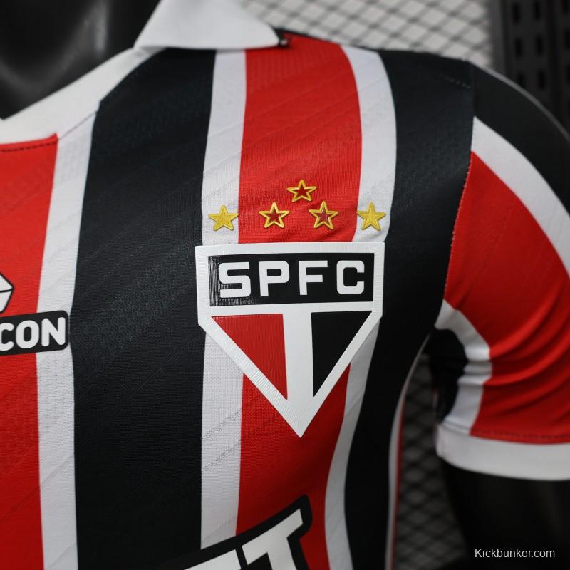 Player Version 26/27 São Paulo FC Away Red & Black Stripe  With White Collar Jersey