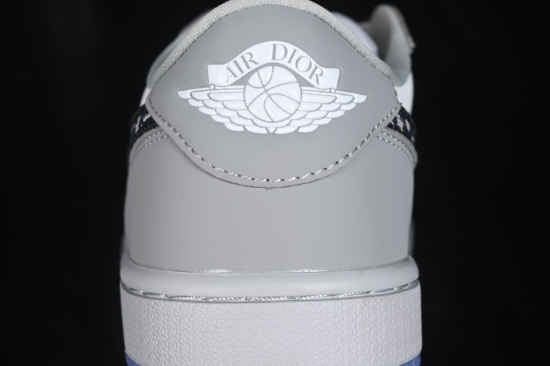 Dior x Air Jordan 1 Low AJ1 Collaboration Casual Basketball Shoes in White and Grey - CN8608-002