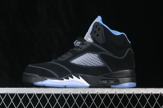 Nike Air Jordan 5 Retro 'Black University Blue' AJ5 Running Shoes with Premium Leather Upper - DD0587-008