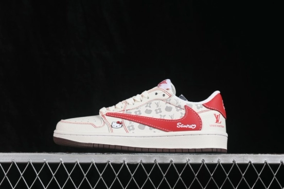 Nike Travis Scott x Fragment Design x Air Jordan 1 Low OG SP Skateboarding Shoes with Reverse Swoosh Design - HF0591-001