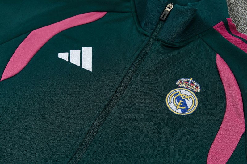 26/27 Real Madrid Dark Green Full Zipper Jacket Tracksuit + Long Pants