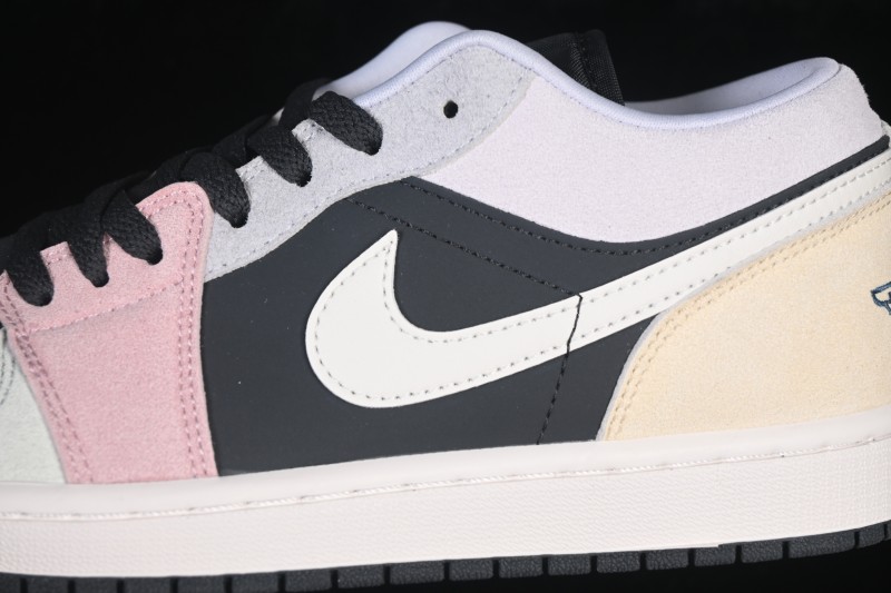 Nike Air Jordan 1 Low Retro Basketball Shoes with Black-Pink-White Color Blocking - IB7109-004