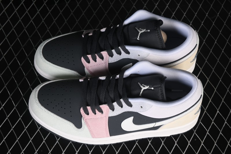 Nike Air Jordan 1 Low Retro Basketball Shoes with Black-Pink-White Color Blocking - IB7109-004