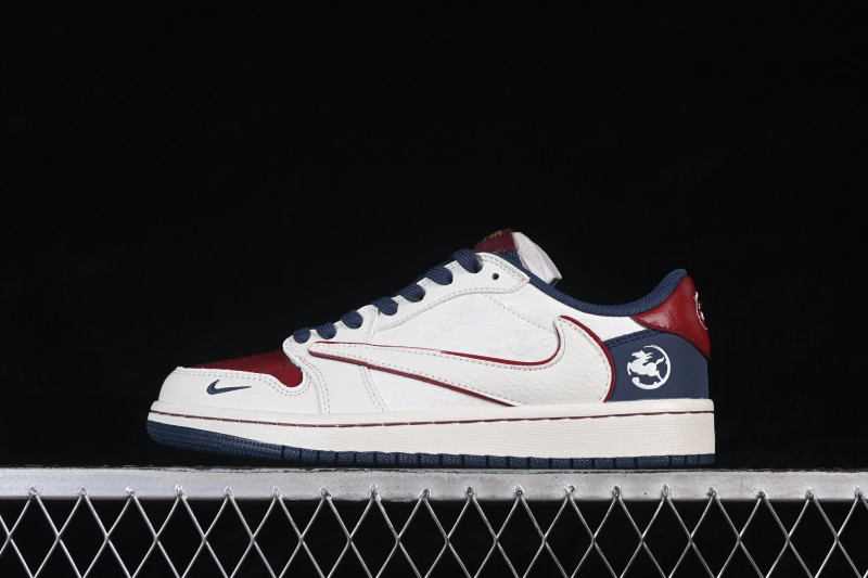 Travis Scott x Fragment Design x Air Jordan 1 Low OG SP Retro Low-Top Casual Sneakers with Reverse Swoosh and Dual Branding - NH0601-059