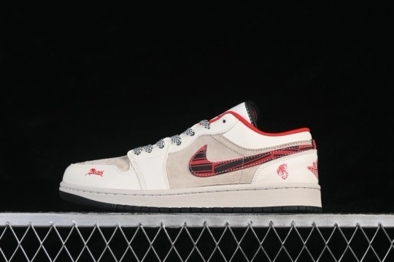 Nike Air Jordan 1 Low Retro Basketball Shoes with Year of the Horse Limited Edition Design and Woven Details - JY6988-138
