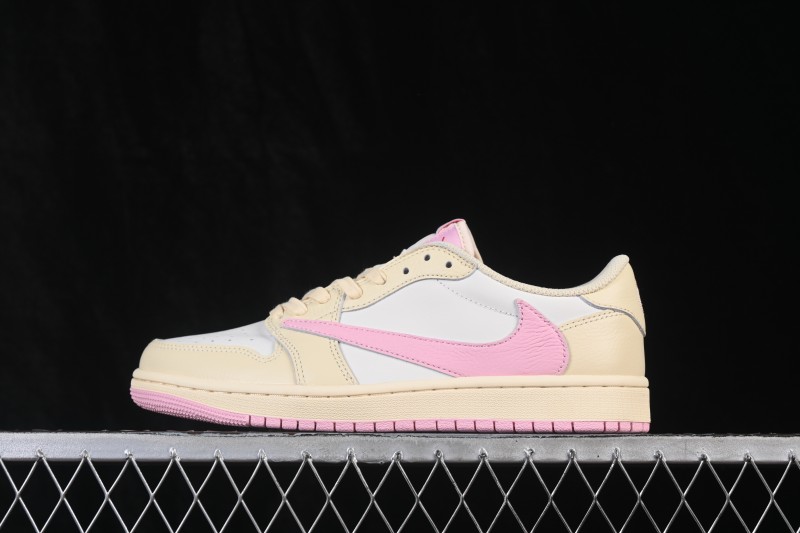 Nike Travis Scott x Air Jordan 1 Low OG Retro Basketball Shoes with Reverse Swoosh Design - IQ7604-100