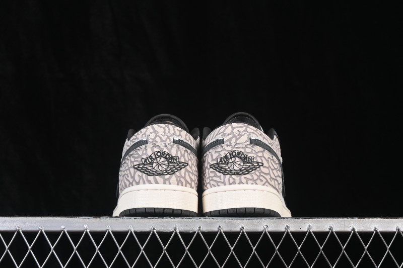 Nike Air Jordan 1 Low Retro Basketball Shoes with Cracked Leather Design - IU2268-100
