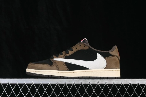 Nike Air Jordan 1 Low OG Travis Scott Reverse Swoosh Leather Sneakers - CQ4277-001