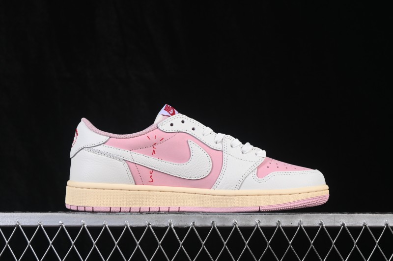 Nike Travis Scott x Air Jordan 1 Low OG Retro Sneakers with Reverse Swoosh Design - DM7866-600