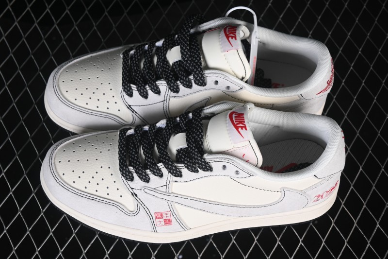 Nike Air Jordan 1 Low Retro Basketball Shoes with Chinese New Year Year of the Horse White Dragon Design - DX5688-002